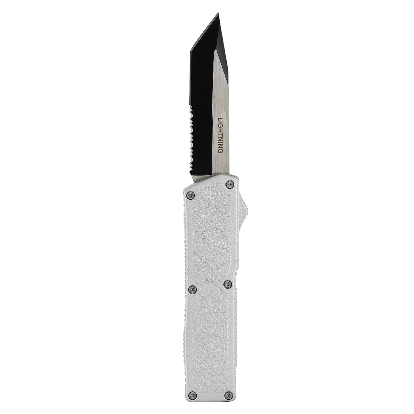 Mercury Lightning OTF Silver Serrated Tanto Automatic Dual Action Knife