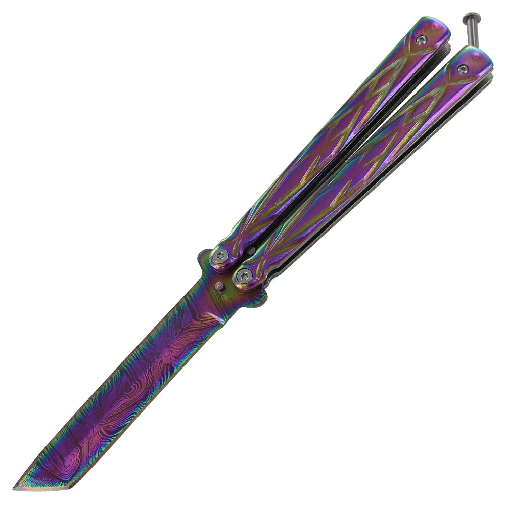 Damascus Steel Nuclear Reactor Butterfly Knife