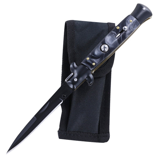 Mafia Italian Stiletto Auto Knife with Samurai Shark Sharpener