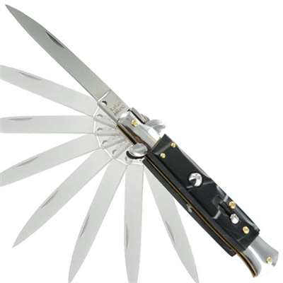 Mafia Italian Milano Stiletto Black Marble Automatic Knife