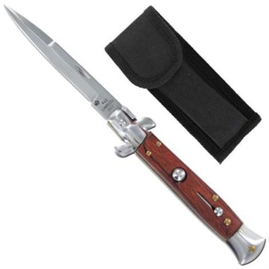 Italian Stiletto Automatic Knife Wood Handle