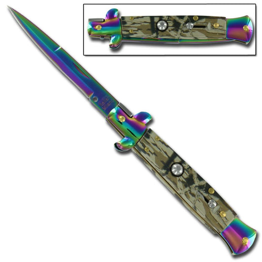 IL Grande Italian Milano Stiletto Titanium Real Tree Automatic Knife