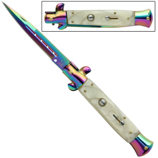 IL Grande Italian Milano Stiletto Titanium Pearl Automatic Knife