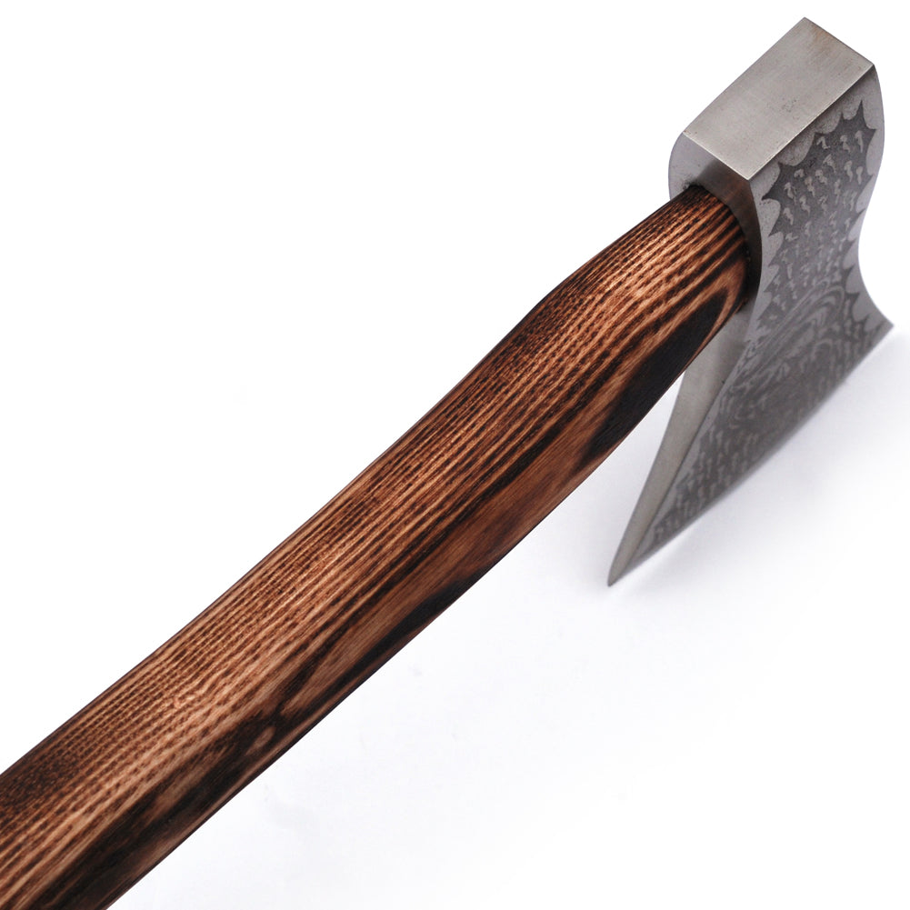 Snake Skull Warrior Bushcraft Axe Wood Burnt Handle