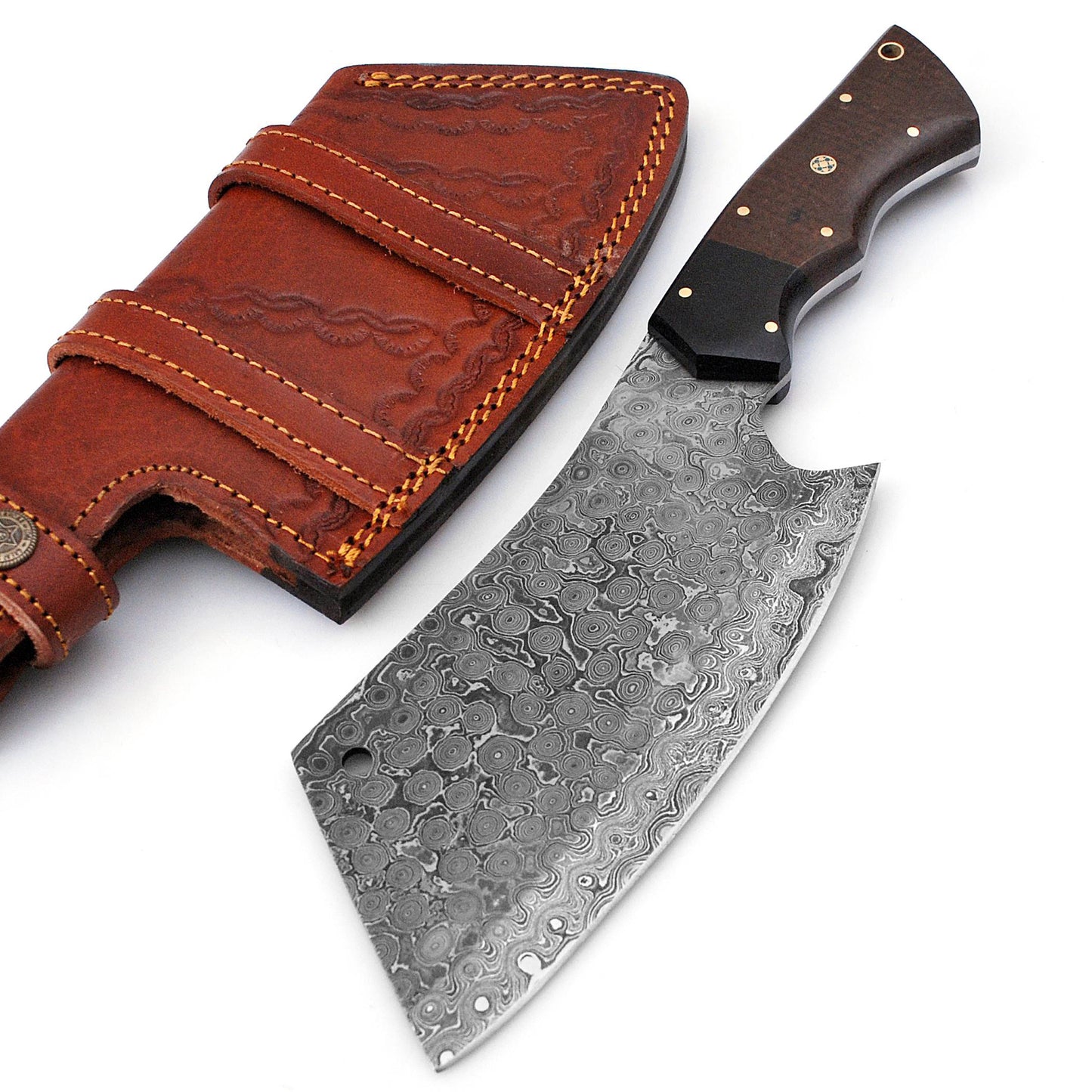 Supper Time Fireball Damascus Full Tang Cleaver Kitchen Knife