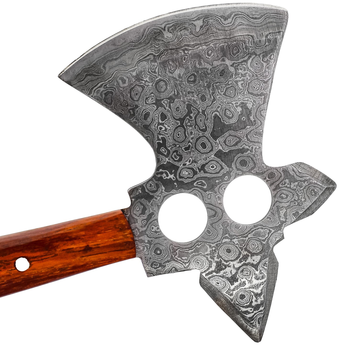 Glinting Light Full Tang Hand Forged Heavy Duty Functional Damascus Steel Throwing Axe w/ Genuine Leather Sheath