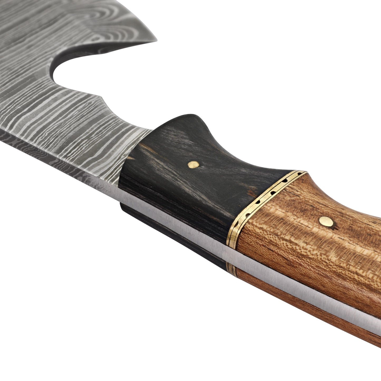 Velocity in Target Damascus Steel Full Tang Tomahawk Throwing Axe w/ Wood Handle & Genuine Leather Sheath Included