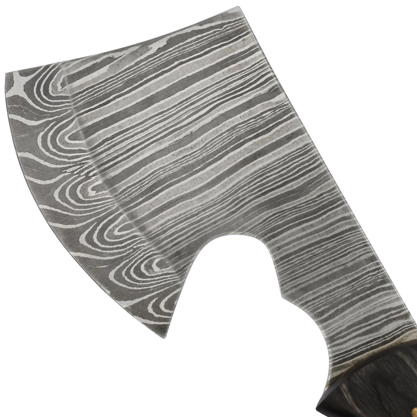 Velocity in Target Damascus Steel Full Tang Tomahawk Throwing Axe w/ Wood Handle & Genuine Leather Sheath Included