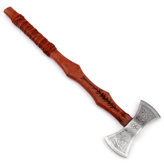 Scandinavian Raider Double Bitted Carbon Steel Viking Inspired Outdoor Axe