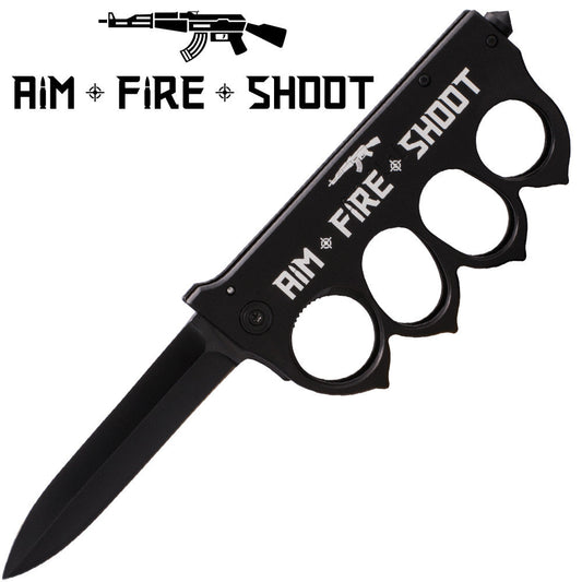 Aim Fire Shoot Brass Buckle Spring Assisted Folder