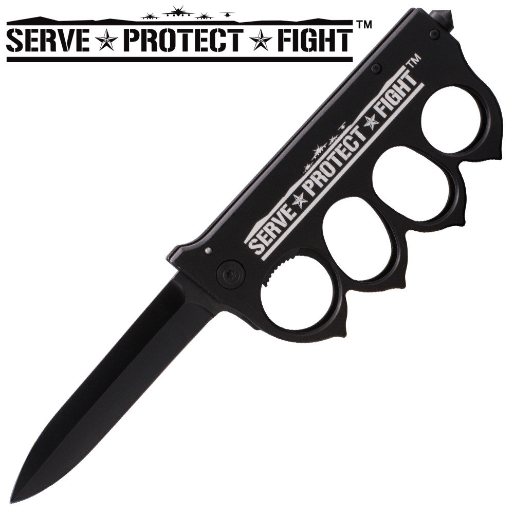 Serve Protect Fight Brass Buckle Spring Assisted Folder