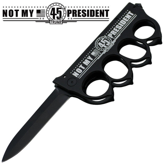 Not My President Brass Buckle Spring Assisted Folder