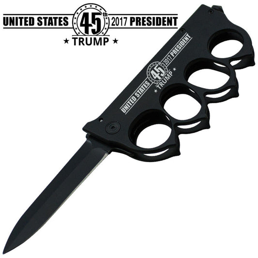 Trump 45th President Brass Buckle Spring Assisted Folder