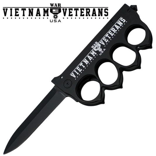 Vietnam War Veterans Brass Buckle Spring Assisted Folder