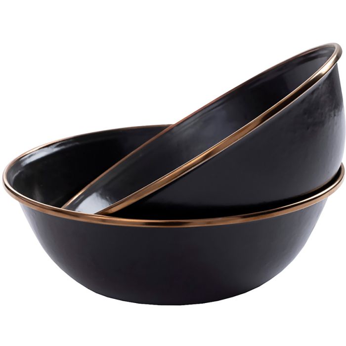 Barebones Living Enamel Bowl Set Charcoal