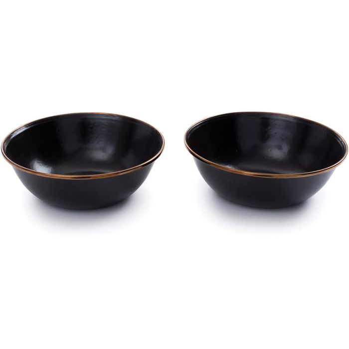 Barebones Living Enamel Bowl Set Charcoal