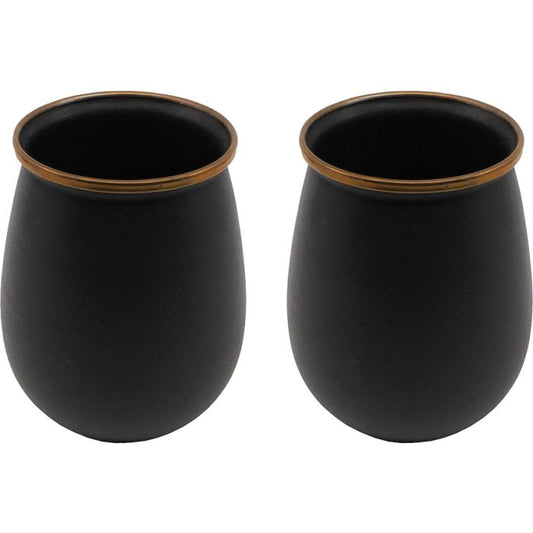 Barebones Living Enamel Tumbler Set Charcoal