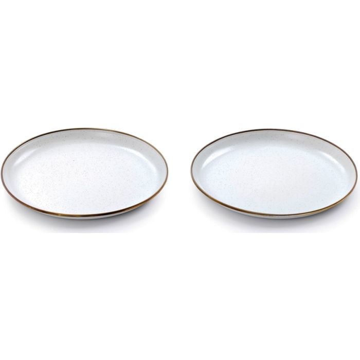 Barebones Living Enamel Plate Set Eggshell