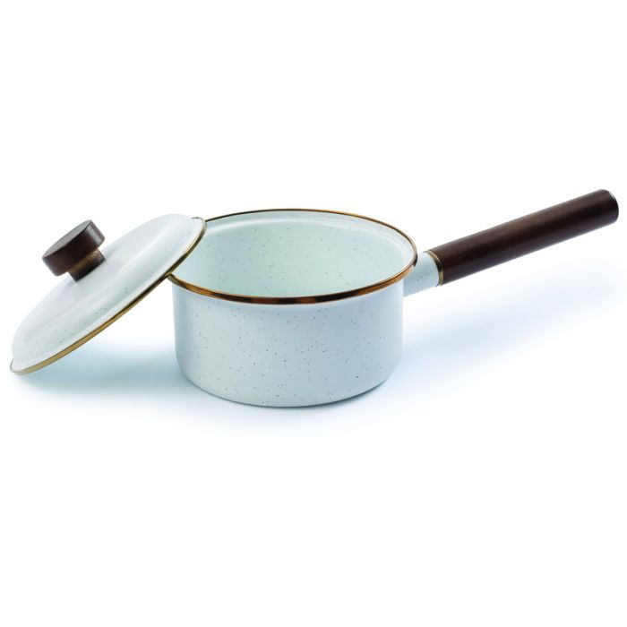 Barebones Living Enamel Saucepan Eggshell