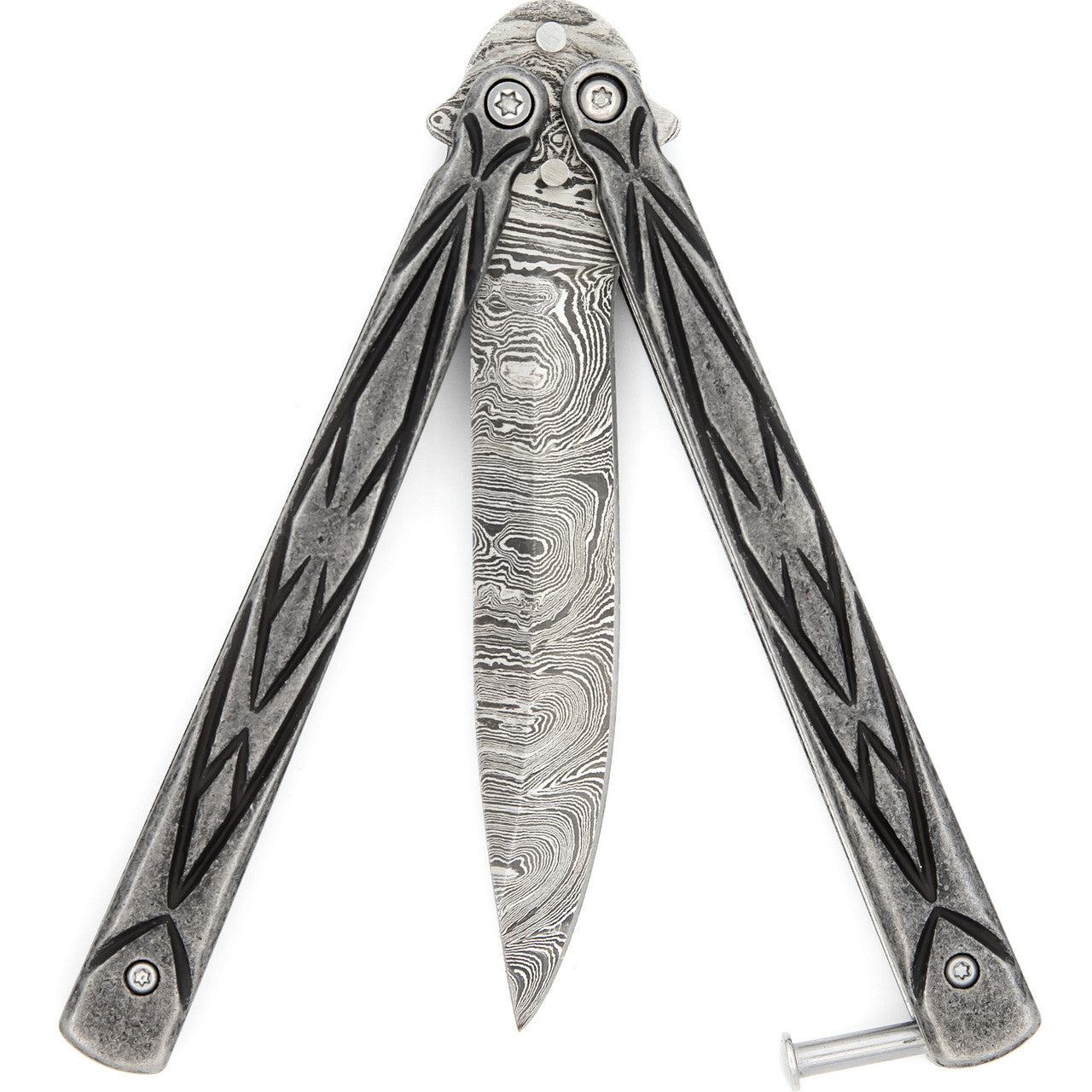 Butterfly Sudden Fatality Tribal Knife | Damascus Steel Blade | Drop Point