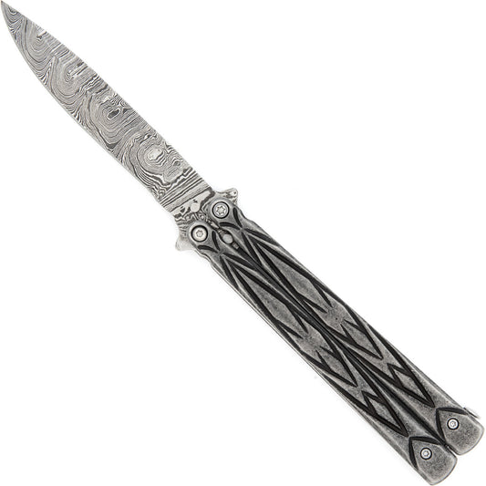 Butterfly Sudden Fatality Tribal Knife | Damascus Steel Blade | Drop Point