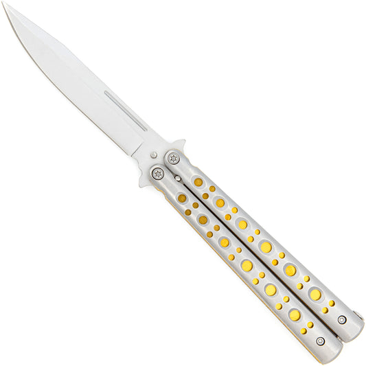 Gold Panning Clip Point Balisong Butterfly Knife Flipper | Stainless Steel Blade | Clip Point