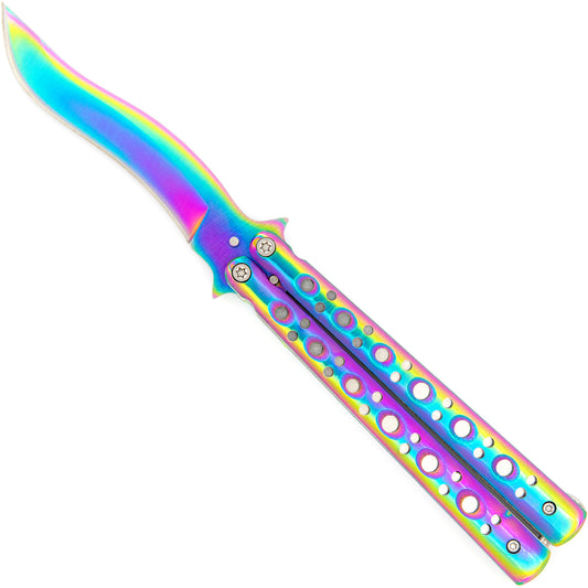 Mutation Warning Balisong Flipper Butterfly Knife | Titanium | Curved Blade