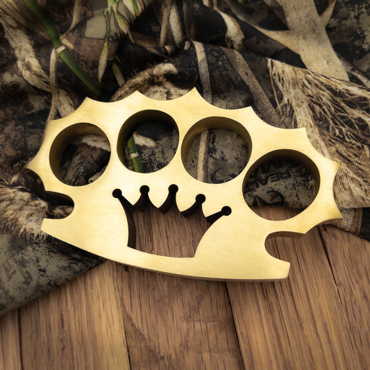 Walk on the Wired Side 100% Pure Brass Knuckle Paper Weight Accessory | Crown Design