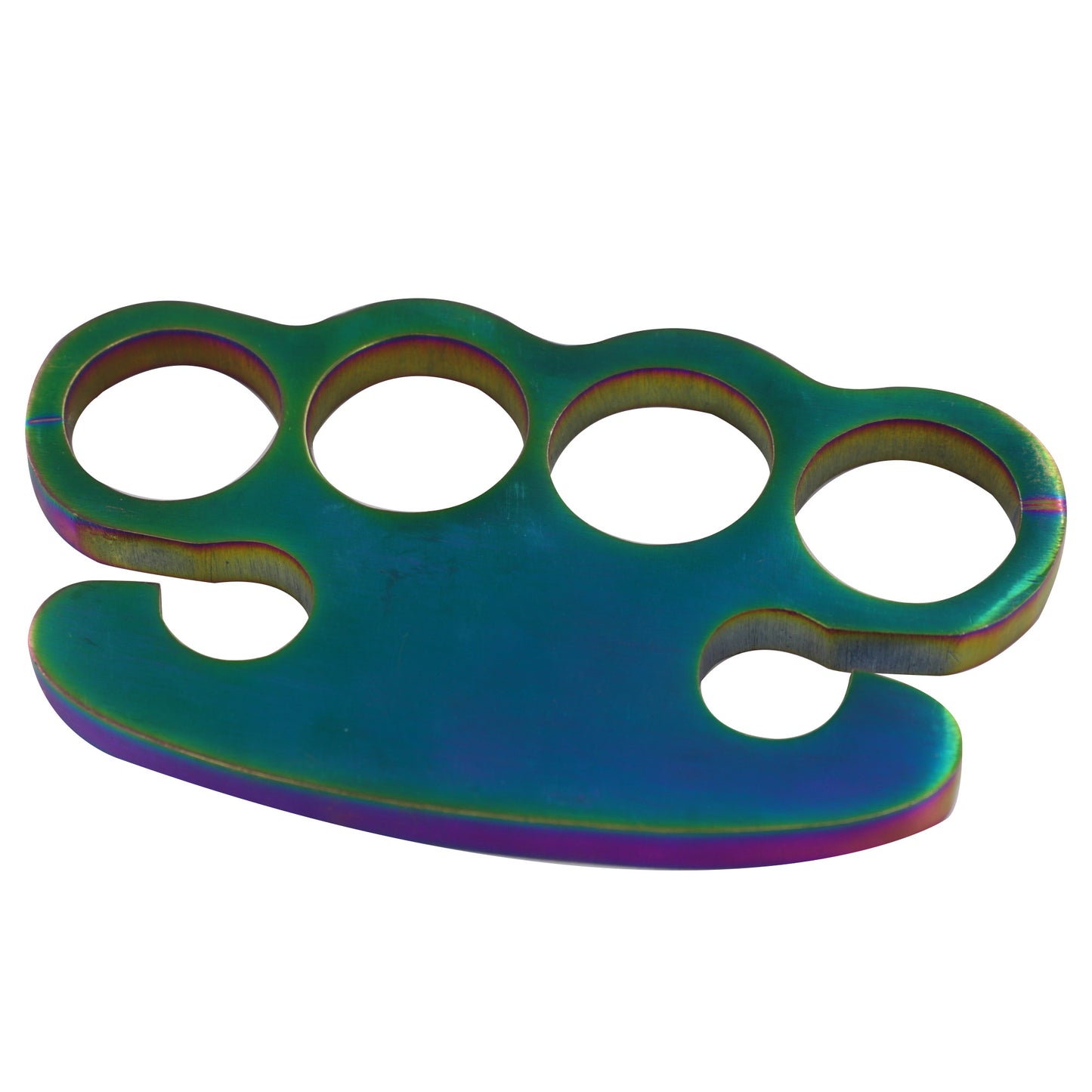 Polychromatic Belligerence Titanium Coated 100% Pure Brass Knuckle Gorgeous Functional Multicolor Four Finger Paper Weight