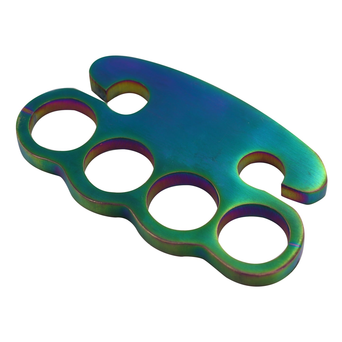 Polychromatic Belligerence Titanium Coated 100% Pure Brass Knuckle Gorgeous Functional Multicolor Four Finger Paper Weight