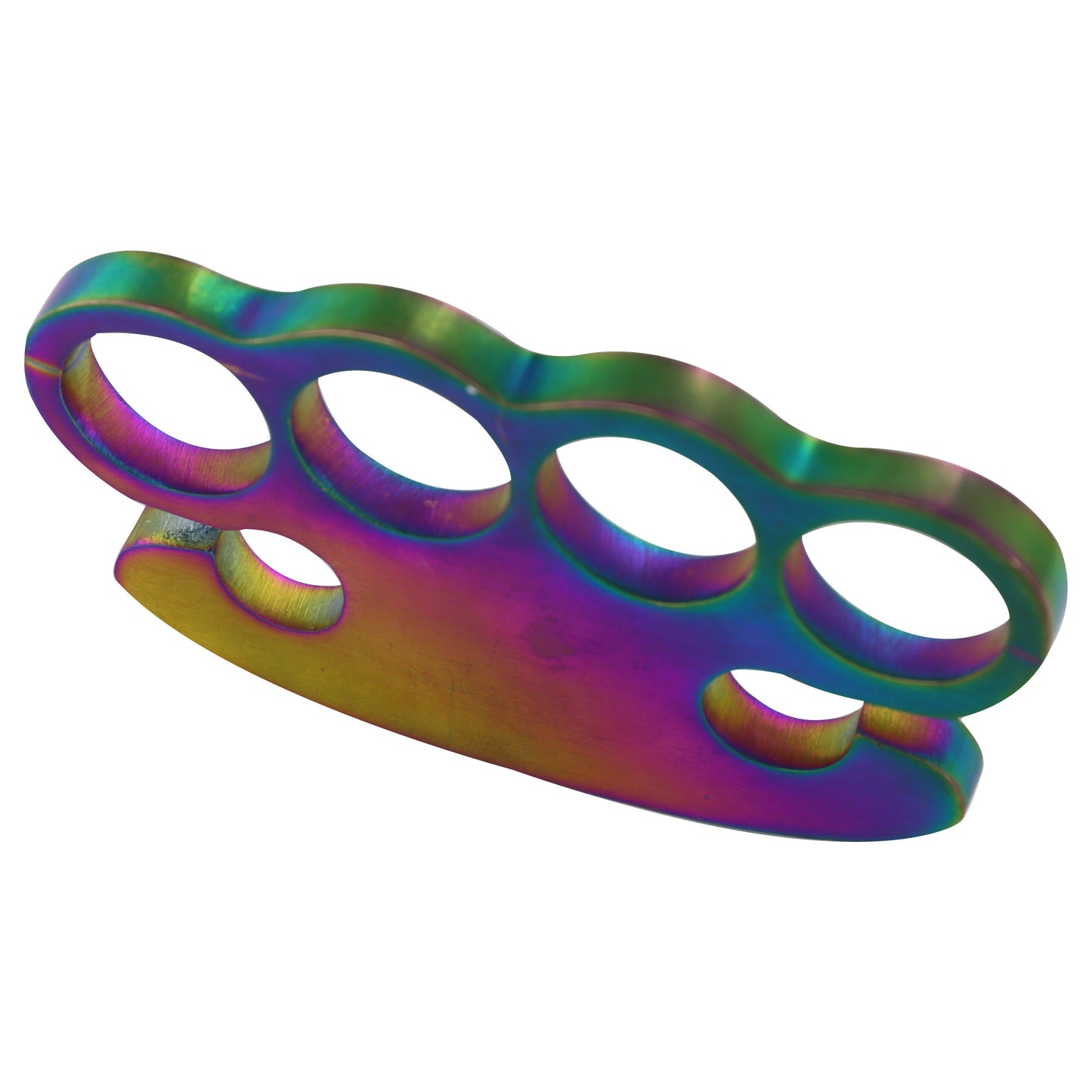 Polychromatic Belligerence Titanium Coated 100% Pure Brass Knuckle Gorgeous Functional Multicolor Four Finger Paper Weight