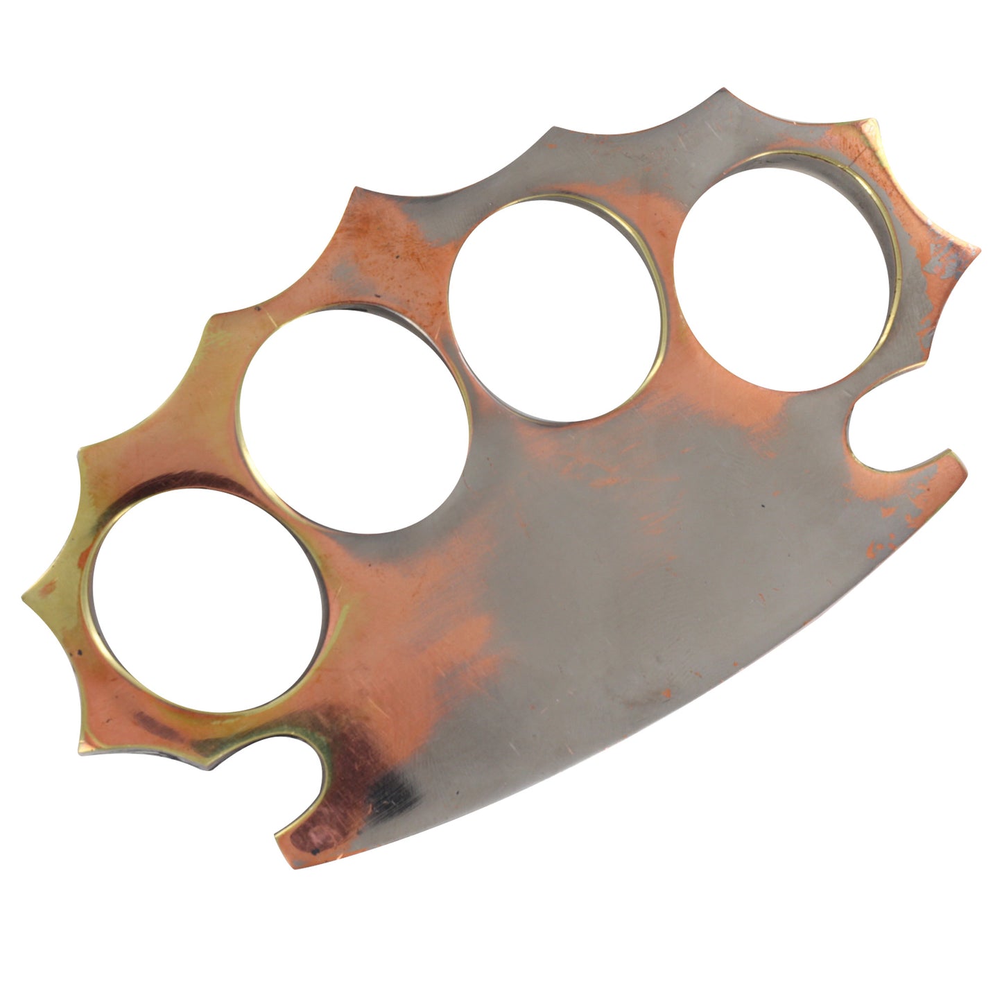 Splatter Scatter Silver & Copper Coated 100% Pure Brass Knuckle Spiked Four Finger Functional Dual Color Rustic Paper Weight