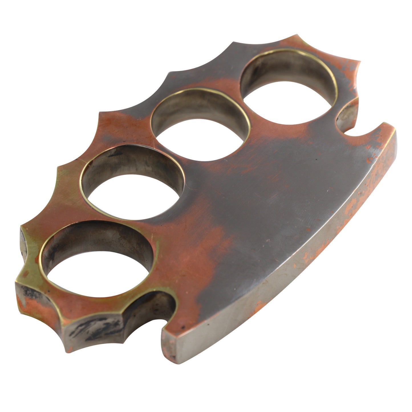 Splatter Scatter Silver & Copper Coated 100% Pure Brass Knuckle Spiked Four Finger Functional Dual Color Rustic Paper Weight