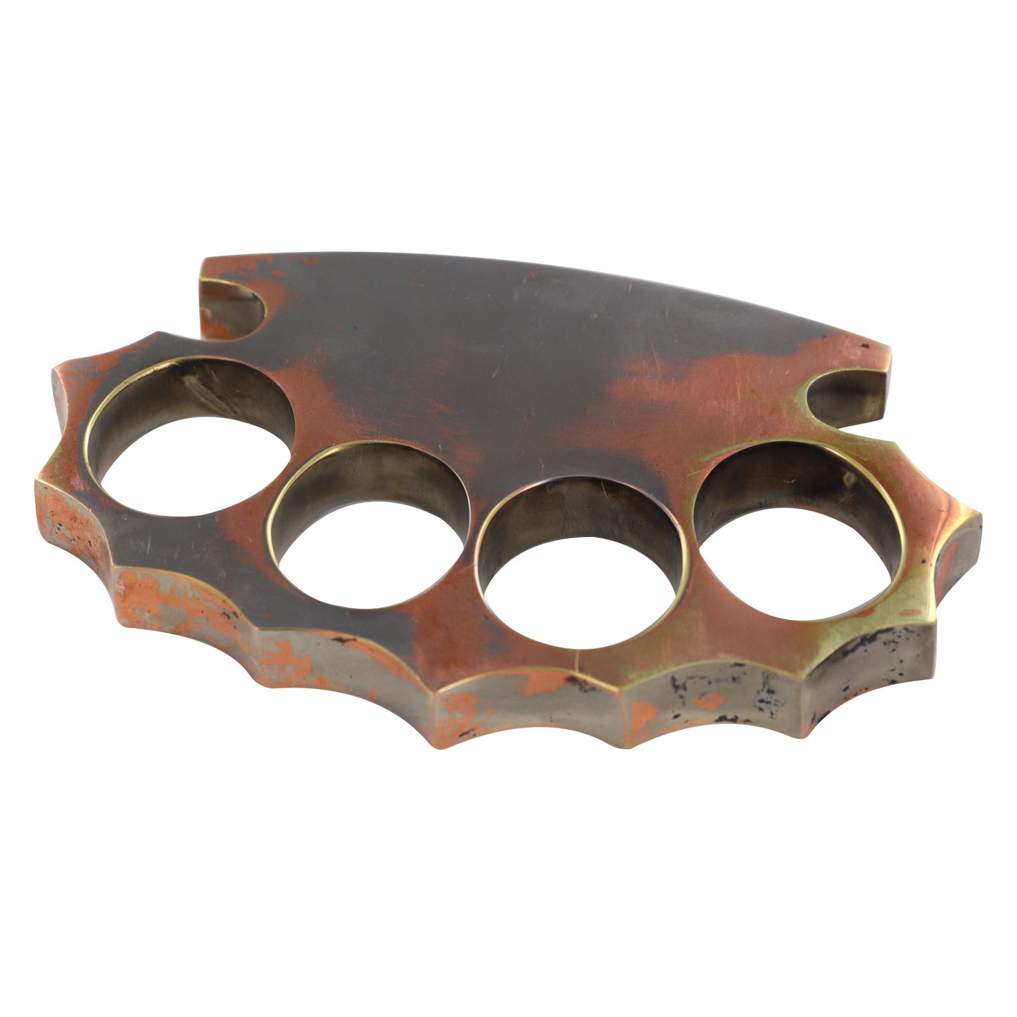 Splatter Scatter Silver & Copper Coated 100% Pure Brass Knuckle Spiked Four Finger Functional Dual Color Rustic Paper Weight