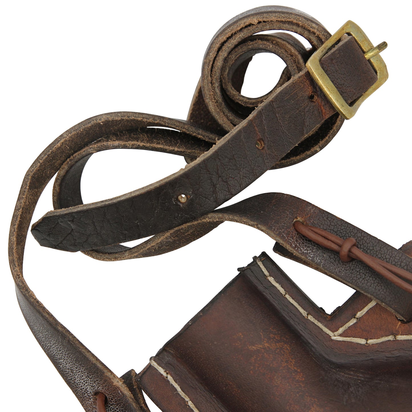 Ranch Hand 48 oz. Handmade Brown Genuine Leather Bottle Canteen w/ Wooden Stopper & Leather Shoulder Strap