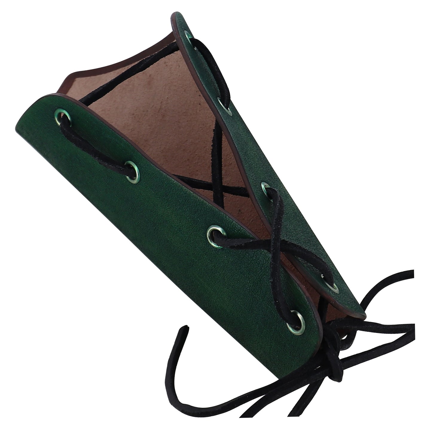 Medieval Warrior Lace Up Leather Bracer | Green |