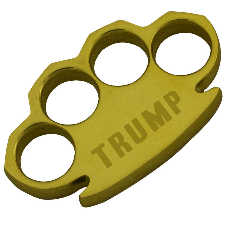 Assert Your Strength with the Heavy Duty Real Brass Knuckle Paperweight - Featuring DONALD TRUMP MAGA