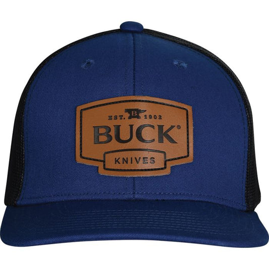 Buck Leather Logo Patch Cap Blue