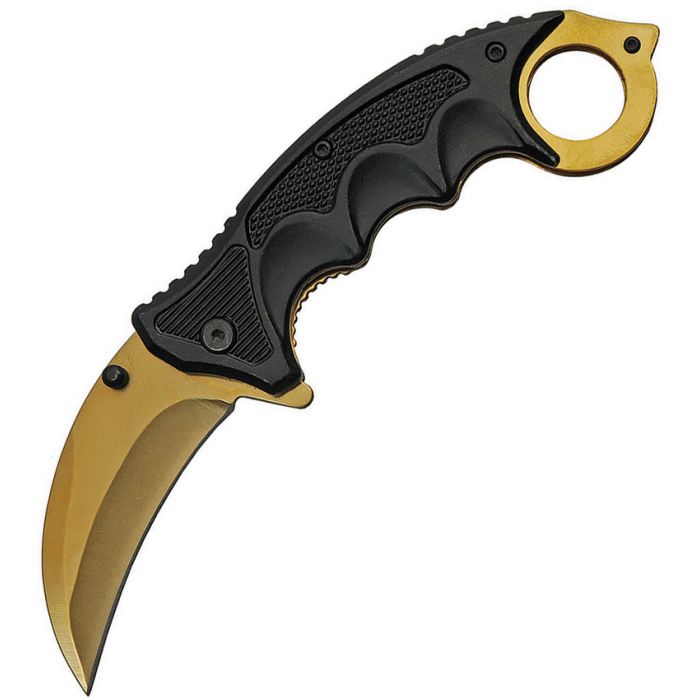 China Made-Gold Karambit Linerlock A/O