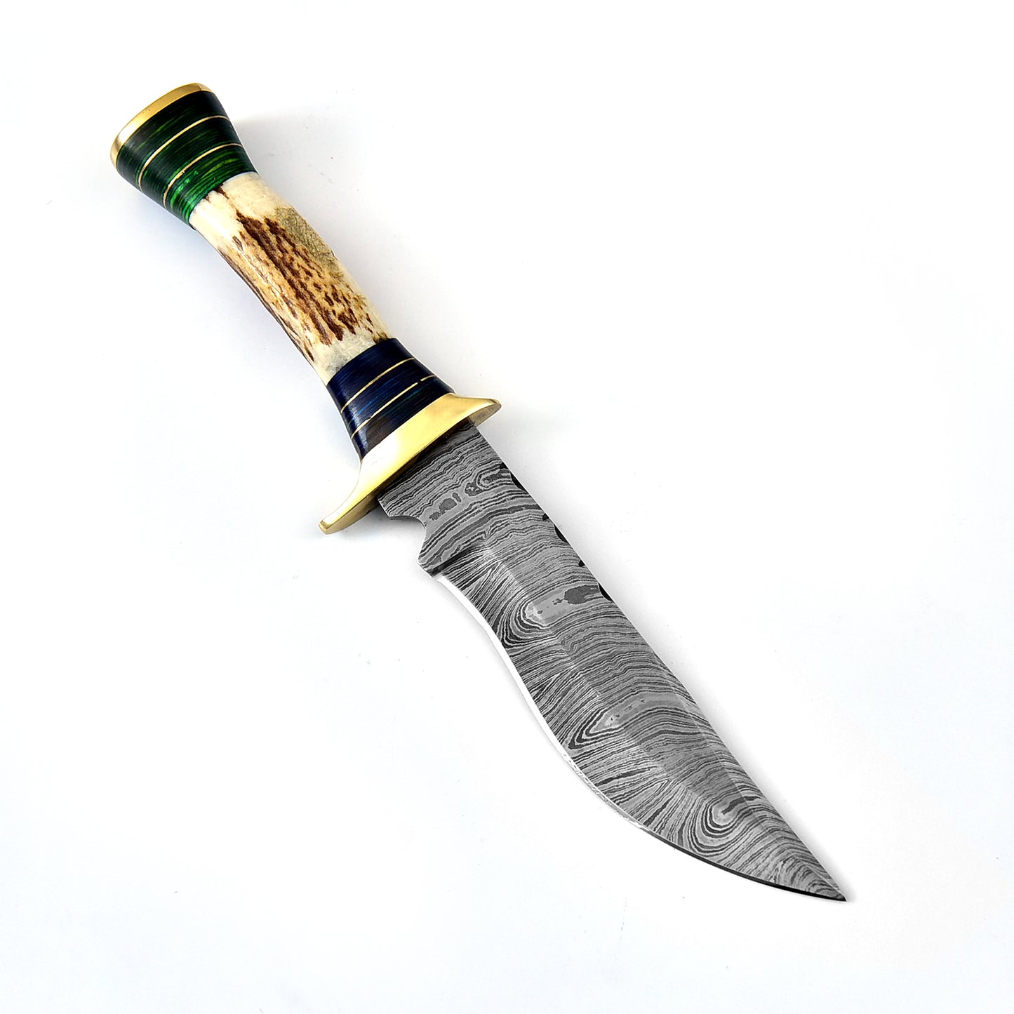 Land and Sky Fixed Blade Clip Point Damascus Outdoor Hunting Knife | Hunt For Life