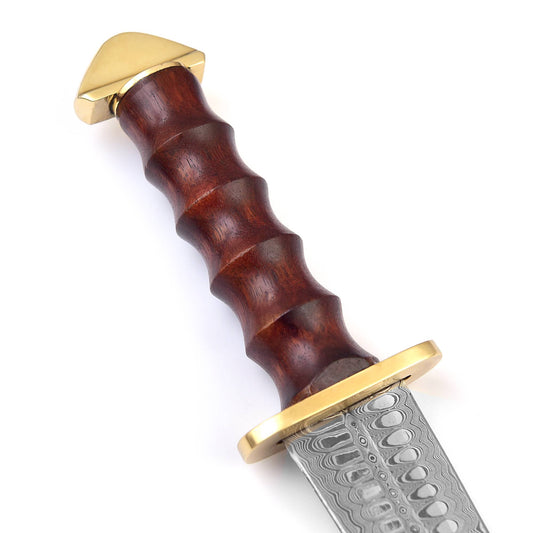 Empire Demolition Hand Forged Medieval Inspired Damascus Steel Dagger Short Sword w/ Authentic Sheesham Wood & Brass Hilt
