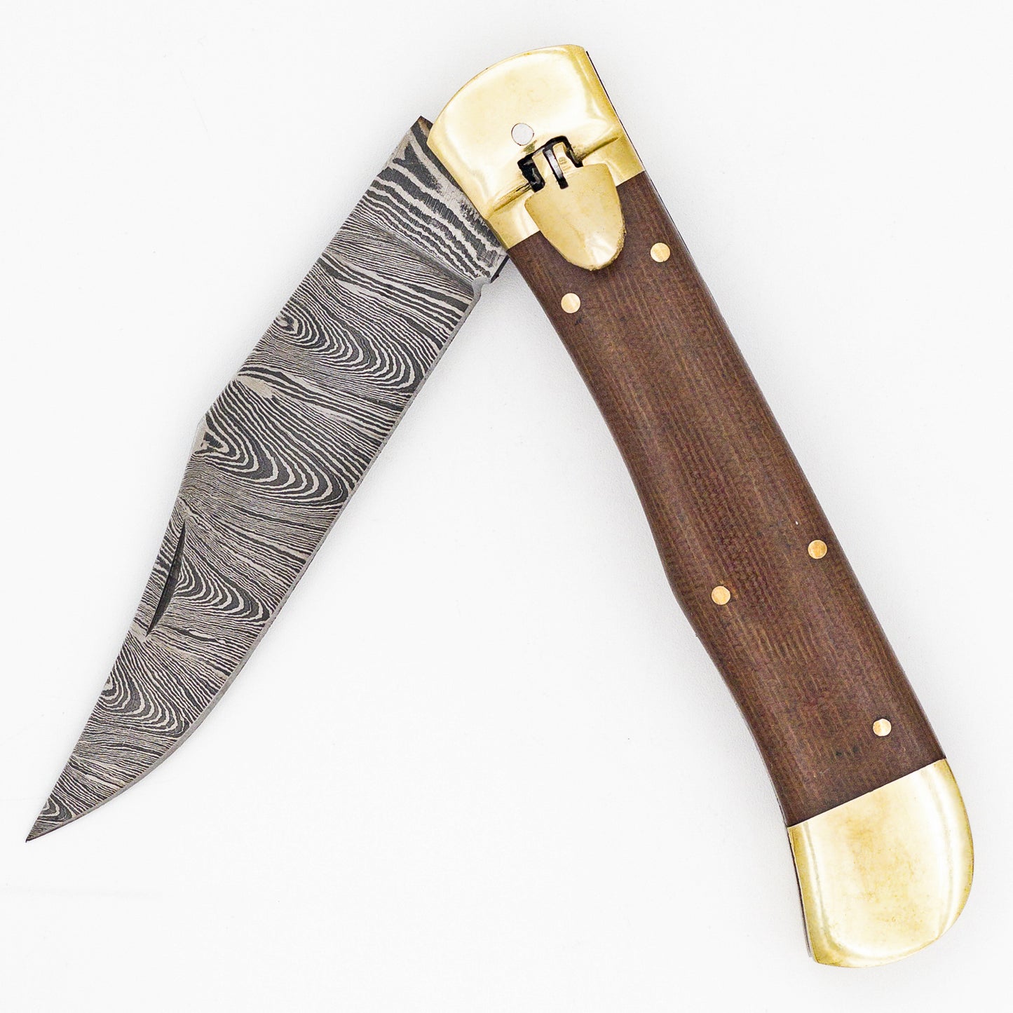 Midnight Bonfire Large XL Automatic Clip Point Damascus Lever Lock Switchblade Knife