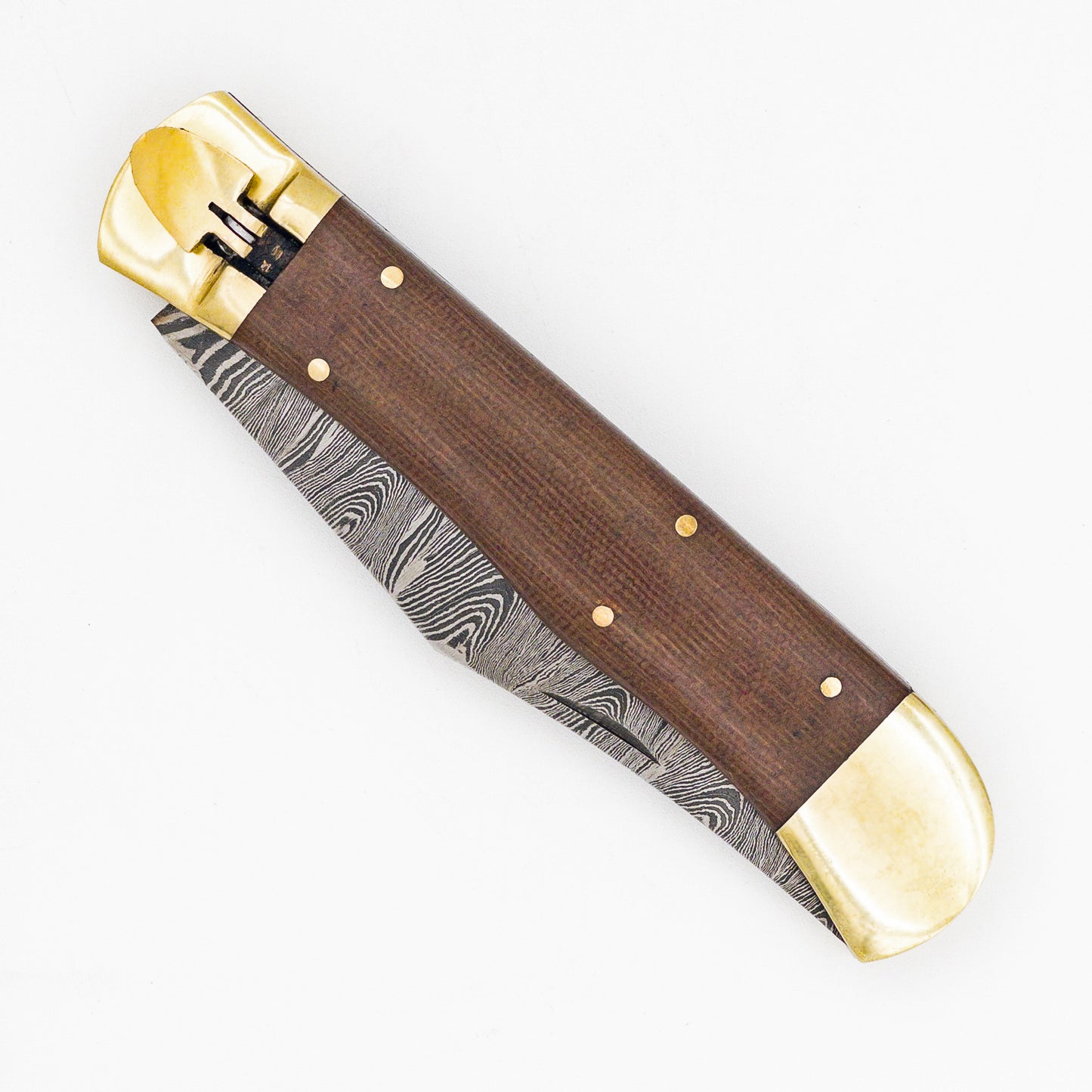 Midnight Bonfire Large XL Automatic Clip Point Damascus Lever Lock Switchblade Knife