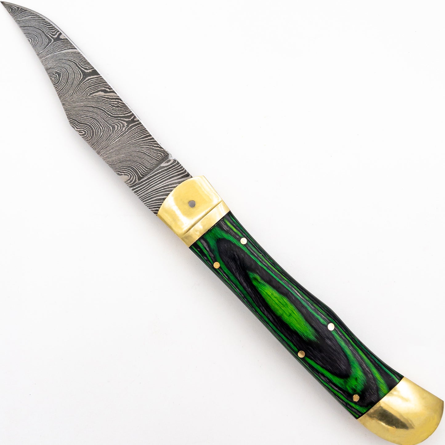 Tractor Beam Large Clip Point Automatic Damascus Lever Lock Knife