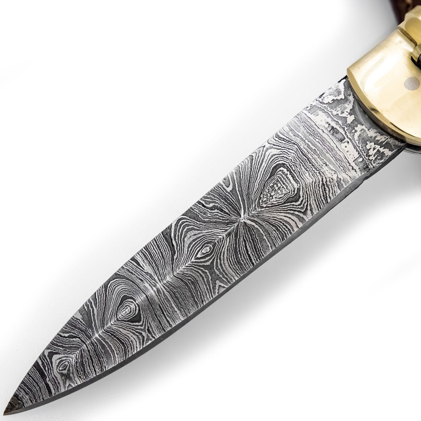 Hells Doorway Handmade Damascus Steel Automatic Lever Lock Knife