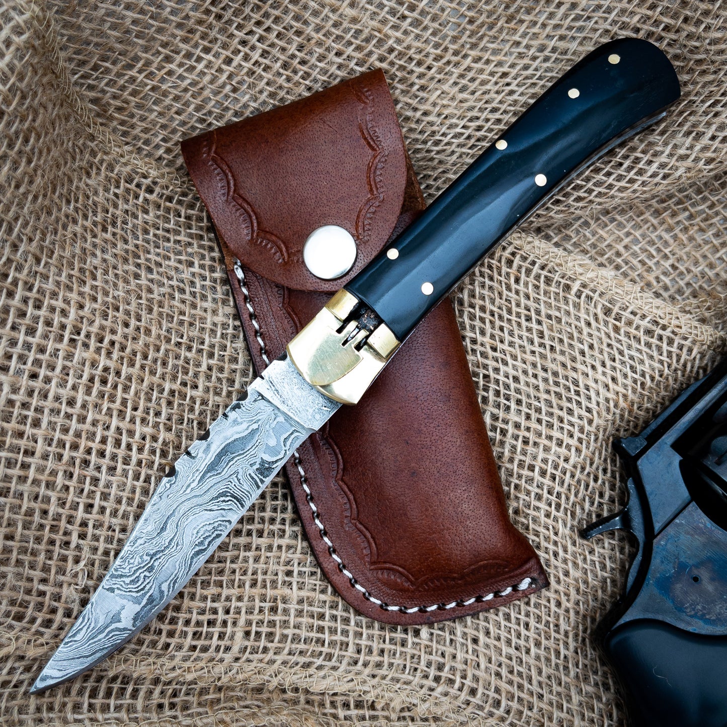 Desire Clip Point Automatic Damascus Lever Lock Knife