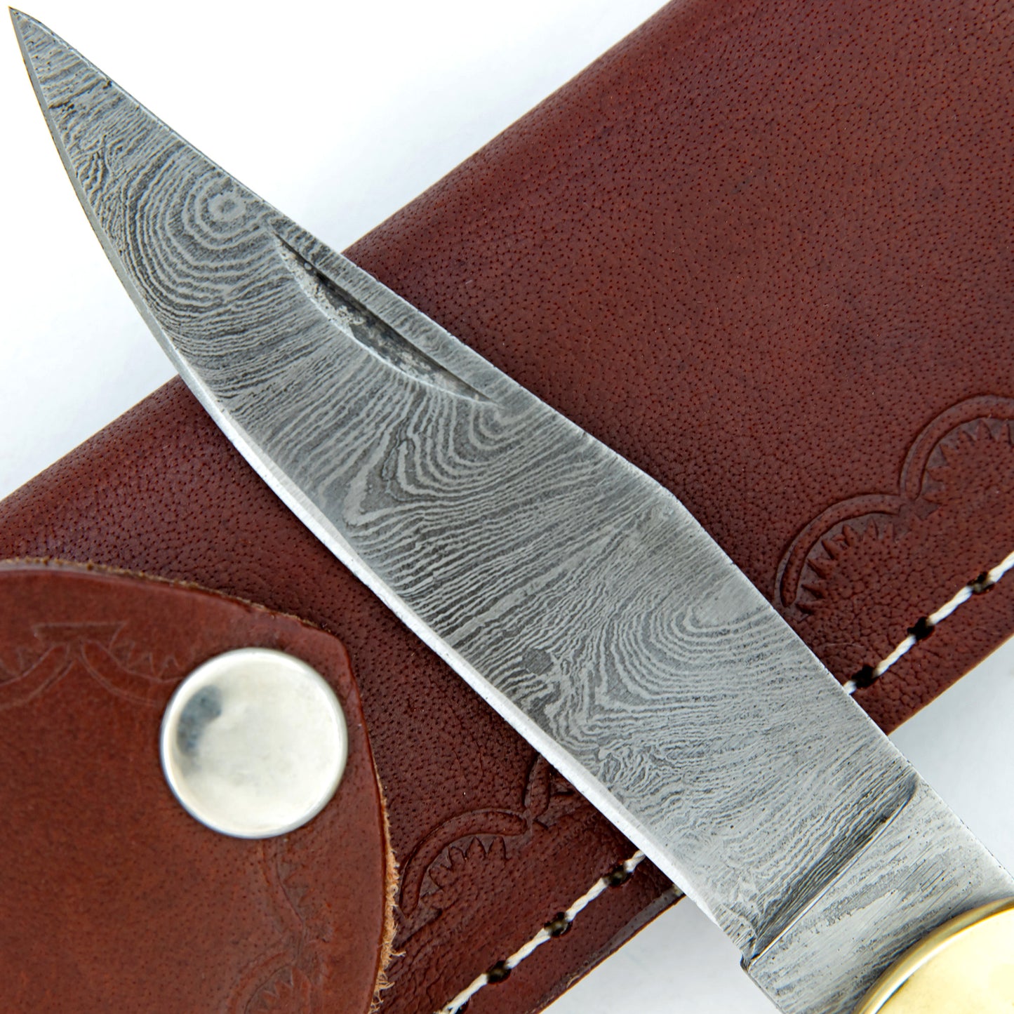 Ashen Reflex Clip Point Automatic Damascus Lever Lock Knife