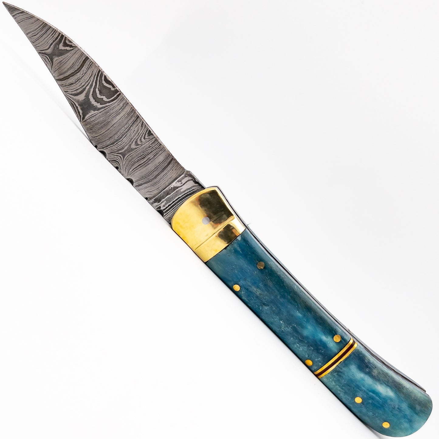 Titan Falls Damascus Clip Point Automatic Switchblade Lever Lock Knife