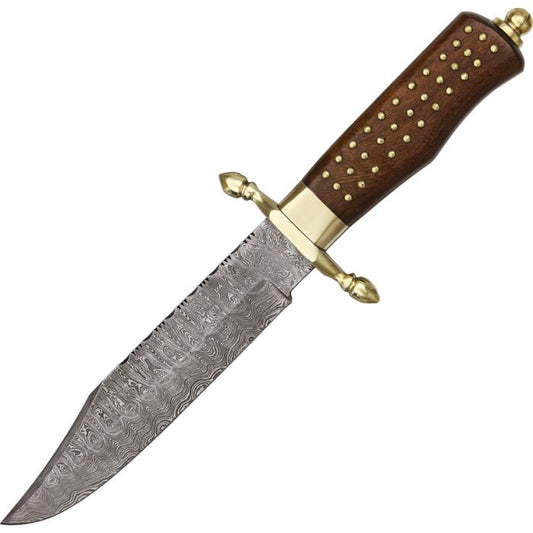 Damascus-Brass Pin Bowie