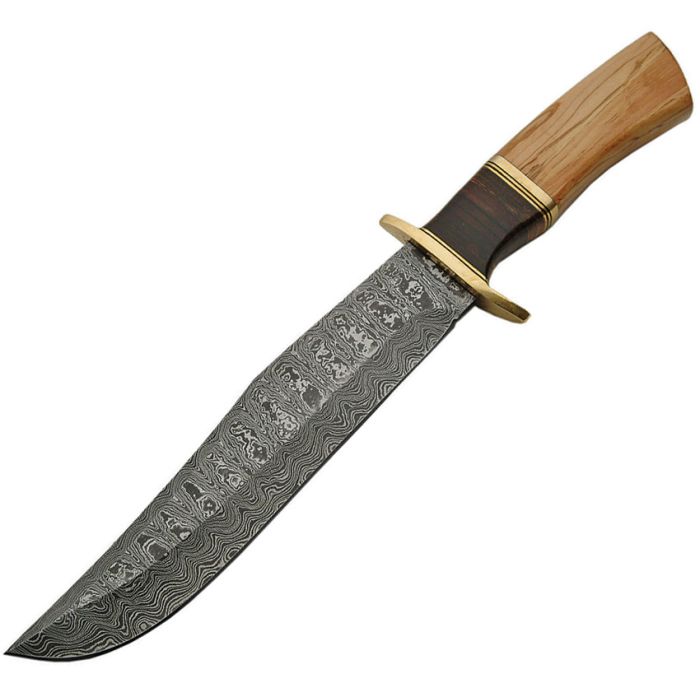 Damascus-Olive Wood Damascus Bowie